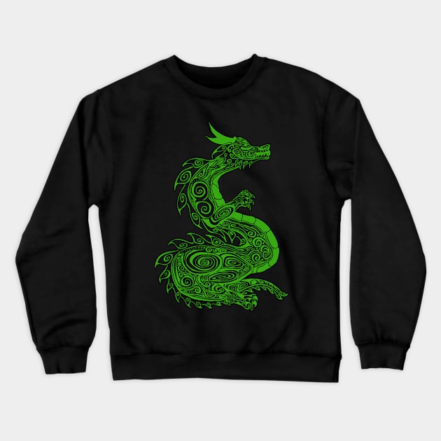 Green Dragon Crewneck Sweatshirt by ElisabethFriday